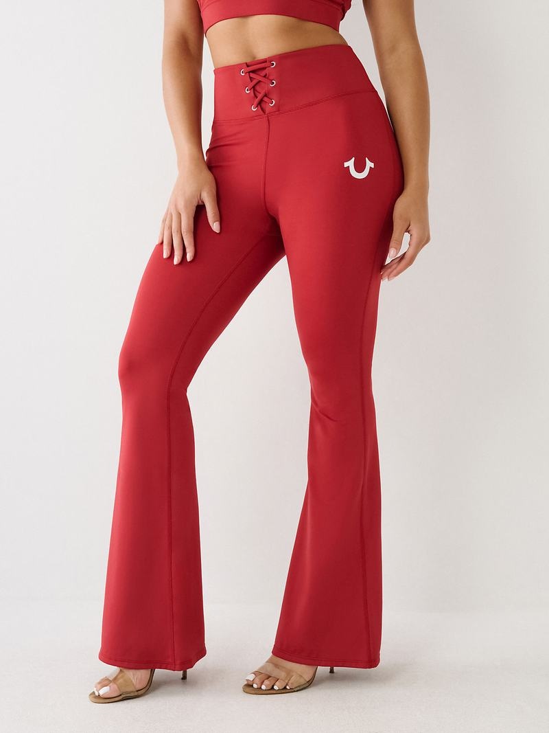 True Religion High Rise Spitze Up Flare Leggings Damen Rot | 54379RMXD