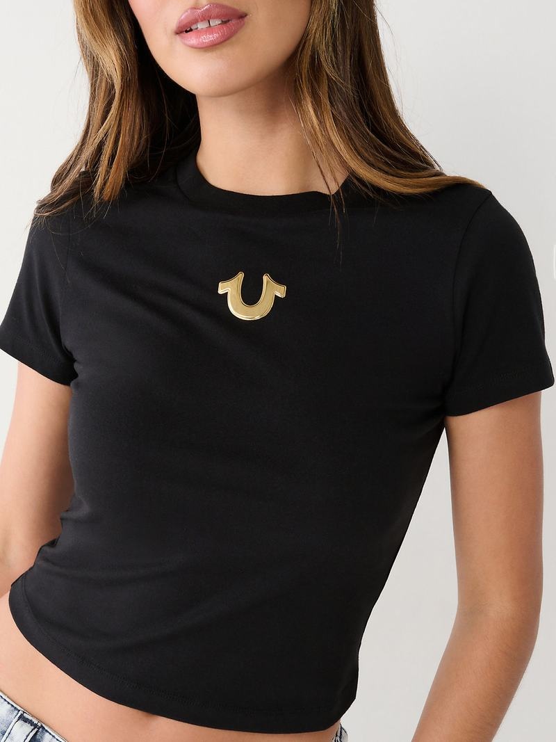 True Religion Horseshoe Baby T-Shirts Damen Schwarz | 93156MUFQ