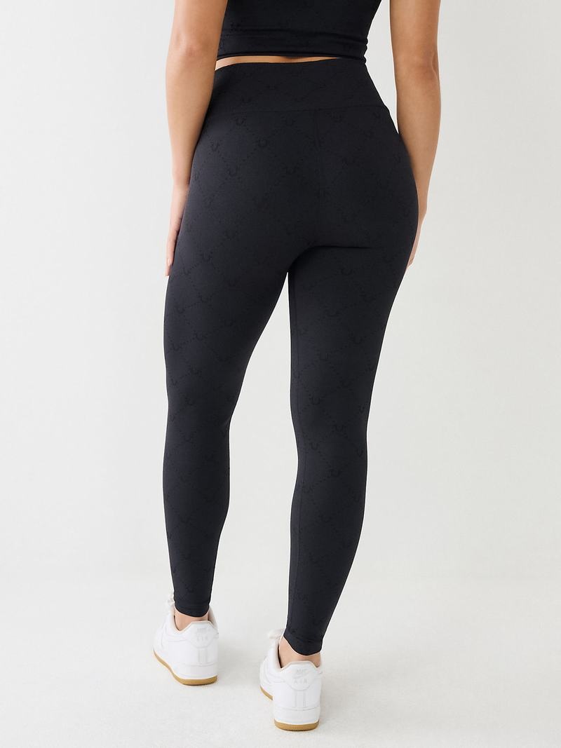 True Religion Horseshoe Jacquard Leggings Damen Schwarz | 79138UKZE