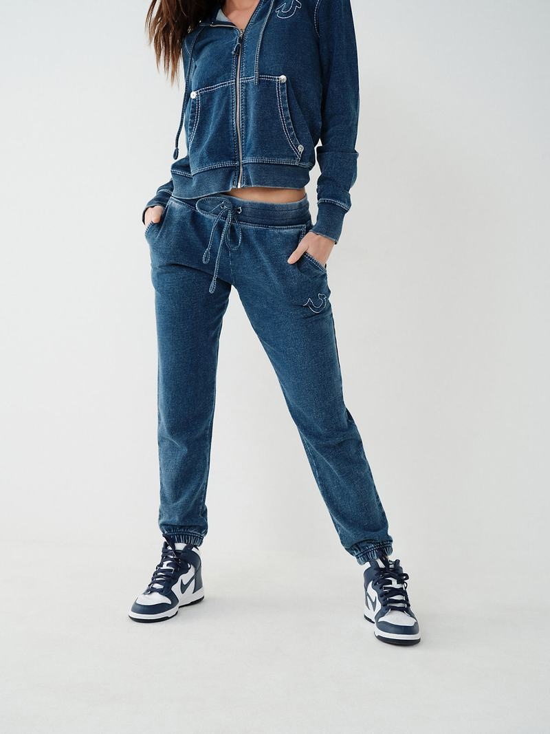 True Religion Indigo Big T Jogginghose Damen Indigo | 74986VTGZ