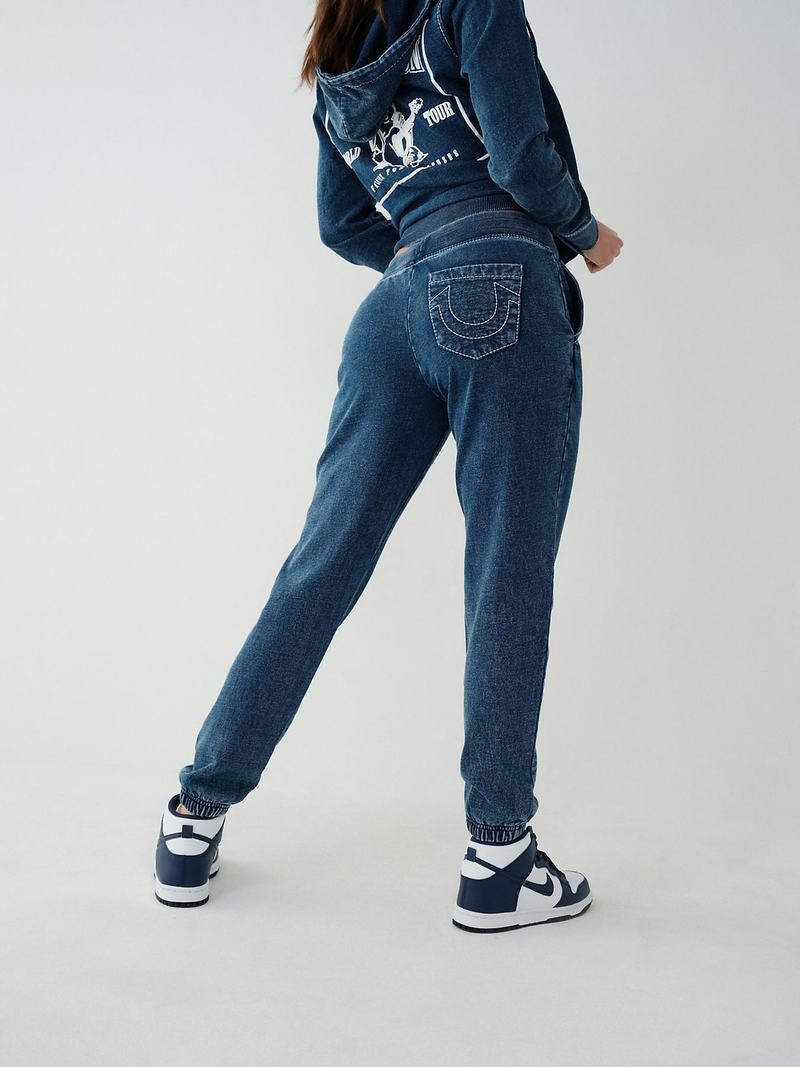 True Religion Indigo Big T Jogginghose Damen Indigo | 74986VTGZ