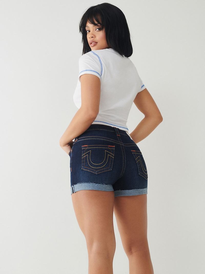 True Religion Jennie Curvy Kurze Hose Damen Dunkelblau | 08567OMWP