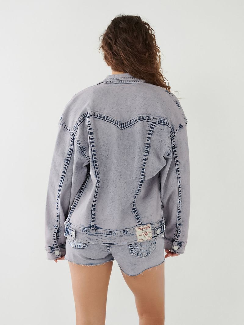 True Religion Jimmy Big T Relaxed Denim Jeansjacke Damen Lila | 45970JRYN