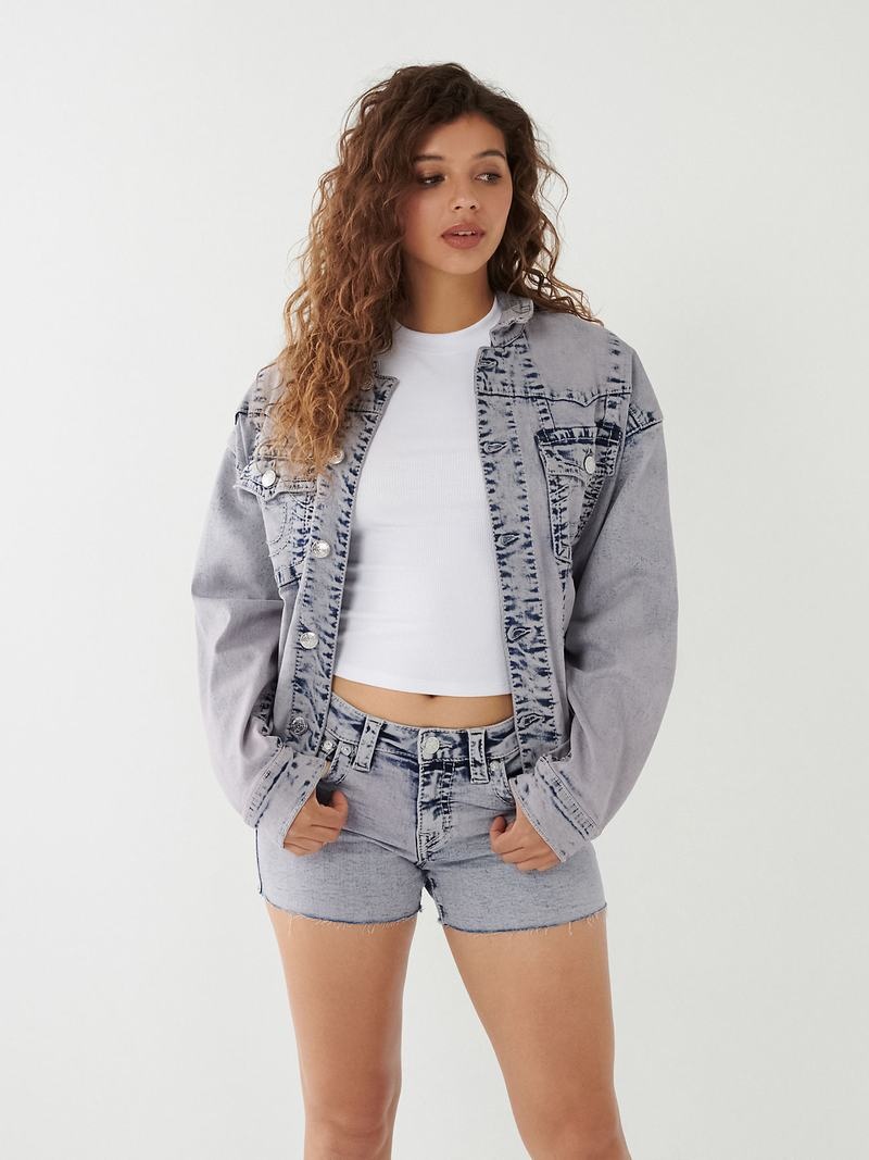 True Religion Jimmy Big T Relaxed Denim Jeansjacke Damen Lila | 45970JRYN