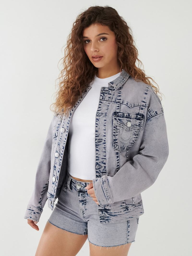 True Religion Jimmy Big T Relaxed Denim Jeansjacke Damen Lila | 45970JRYN