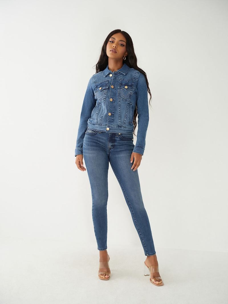 True Religion Jimmy Denim Jeansjacke Damen Waschen | 31485CHWX