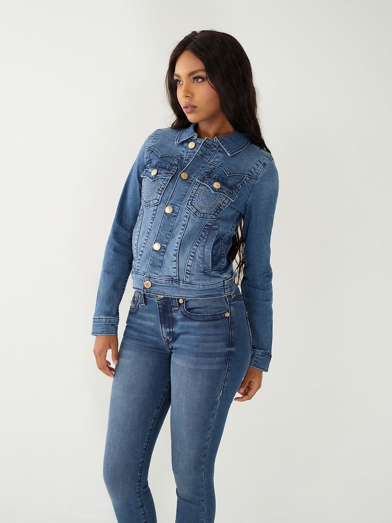 True Religion Jimmy Denim Jeansjacke Damen Waschen | 31485CHWX