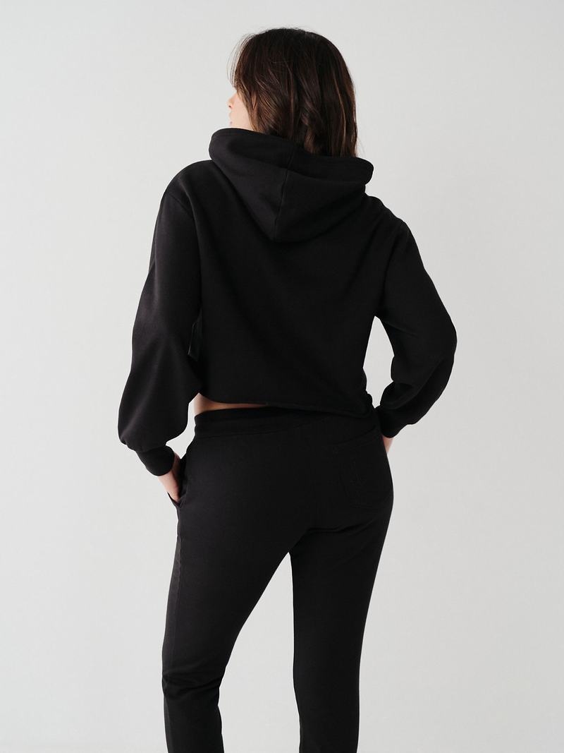 True Religion Logo Crop Hoodie Damen Schwarz | 70829MNHJ