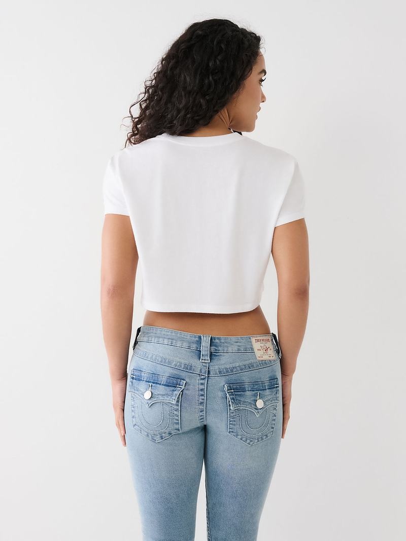 True Religion Logo Crop T-Shirts Damen Weiß | 08291GPAJ