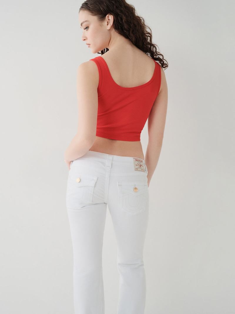 True Religion Logo Crop Tanktop Damen Rot | 34651KJLZ