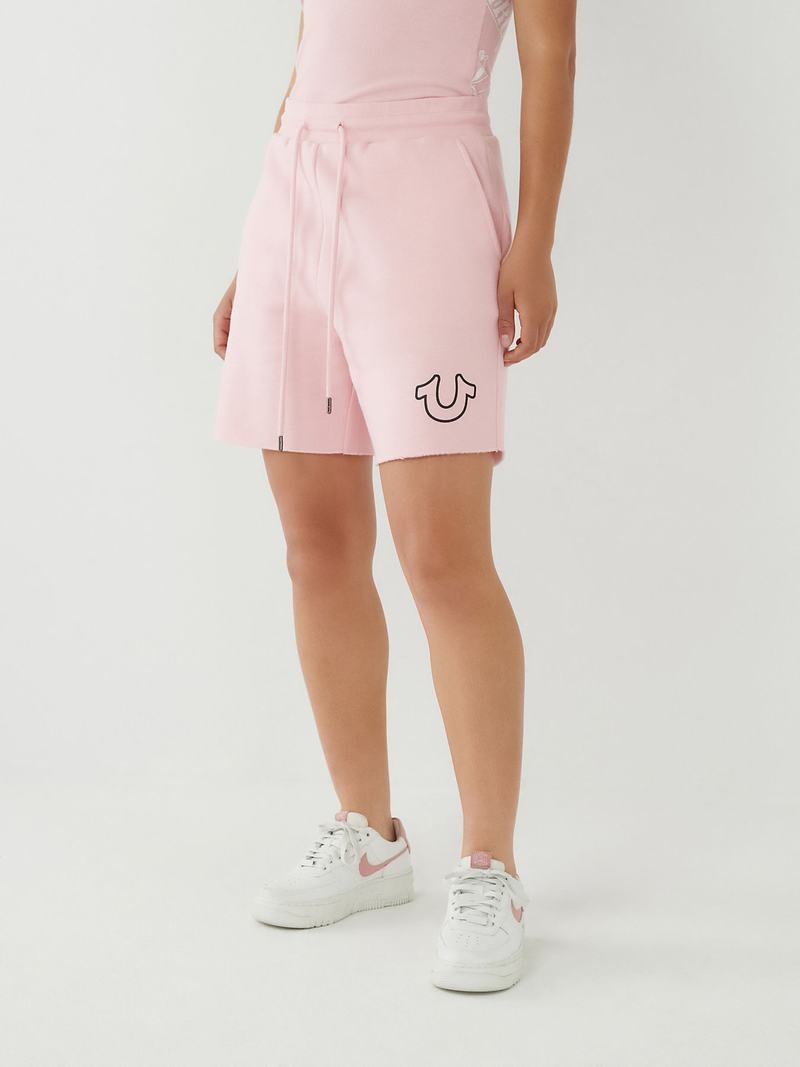 True Religion Logo Gym Kurze Hose Damen Rosa | 45610EUDF