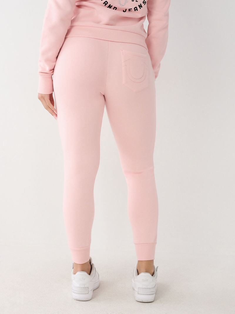 True Religion Logo Jogginghose Damen Rosa | 41650SCVF