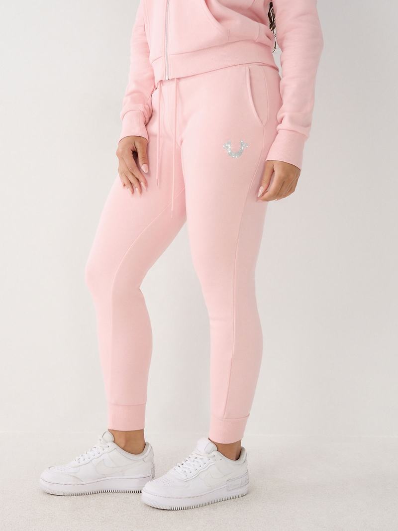 True Religion Logo Jogginghose Damen Rosa | 41650SCVF