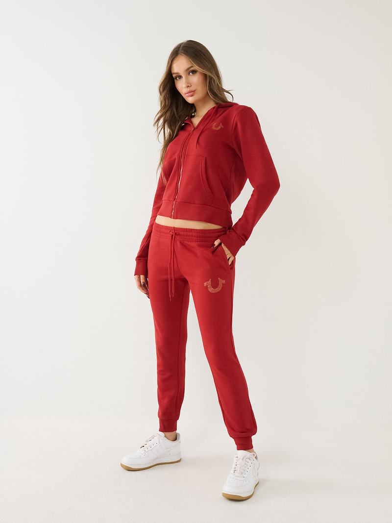 True Religion Logo Jogginghose Damen Rot | 30297KQRJ