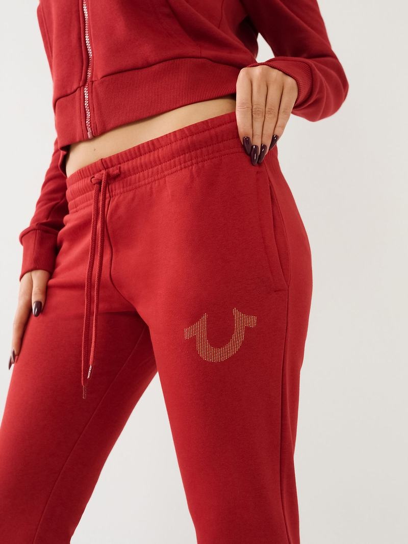 True Religion Logo Jogginghose Damen Rot | 30297KQRJ