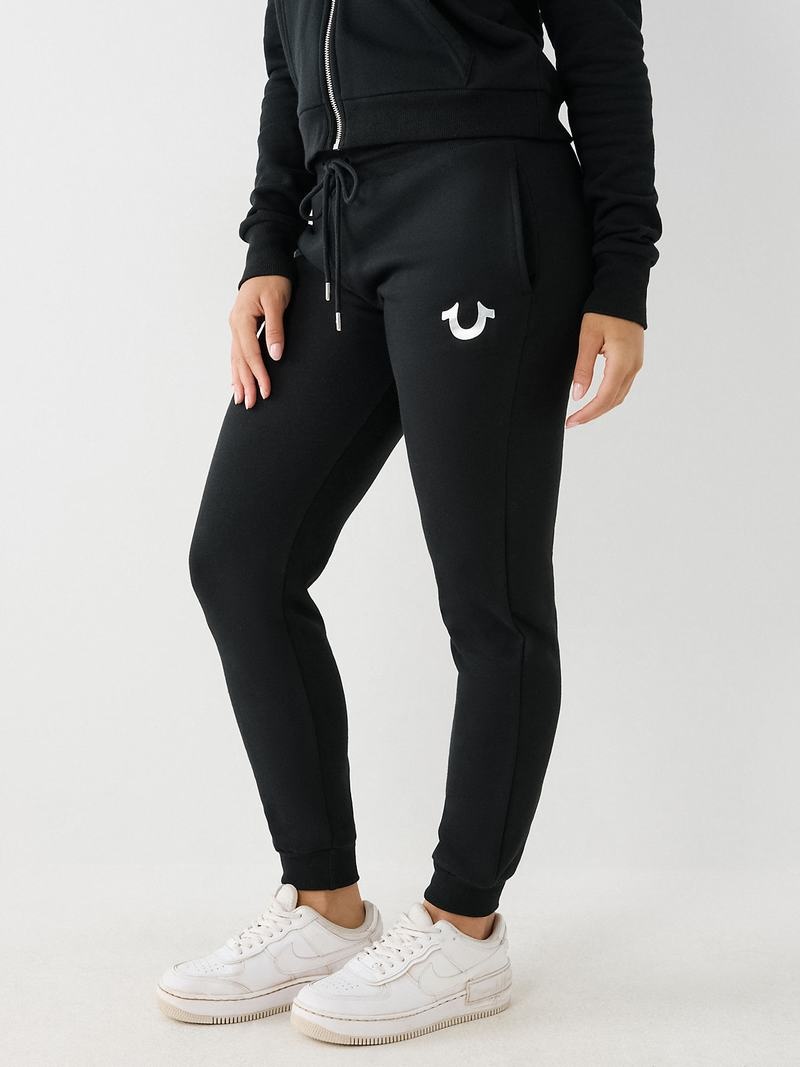 True Religion Logo Jogginghose Damen Schwarz | 56324YPBO