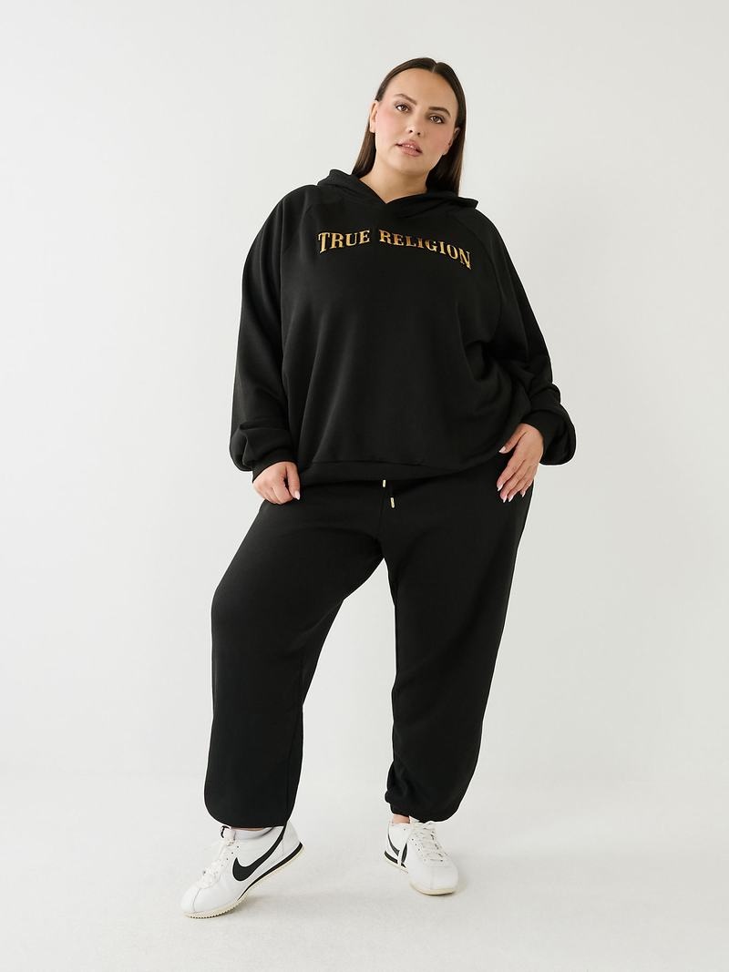 True Religion Logo Relaxed Jogginghose Damen Schwarz | 82093CQLF