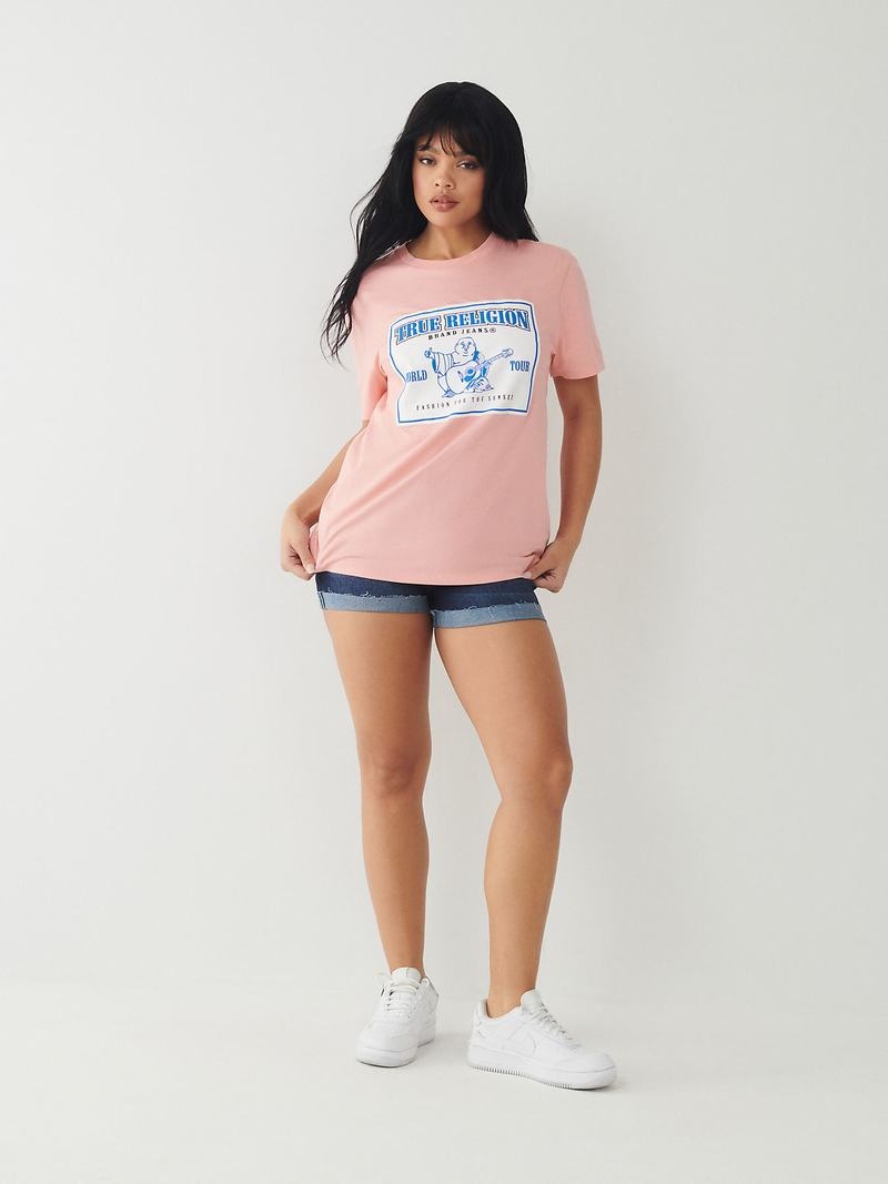 True Religion Logo Relaxed T-Shirts Damen Koralle | 37056AQTI