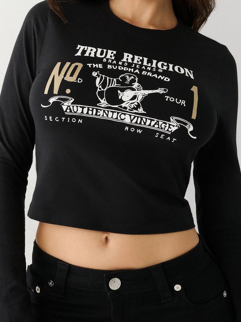 True Religion Long Sleeve Logo Baby T-Shirts Damen Schwarz | 70315VYET