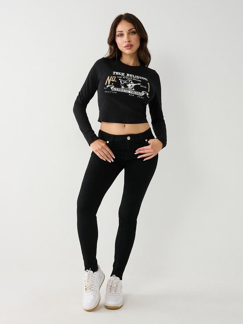 True Religion Long Sleeve Logo Baby T-Shirts Damen Schwarz | 70315VYET