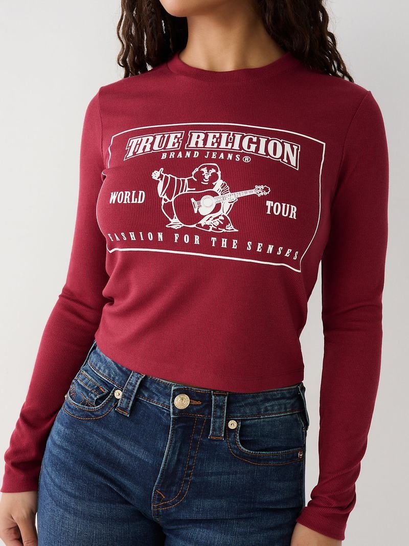 True Religion Long Sleeve Logo Baby T-Shirts Damen Fuchsie | 81305BVQP