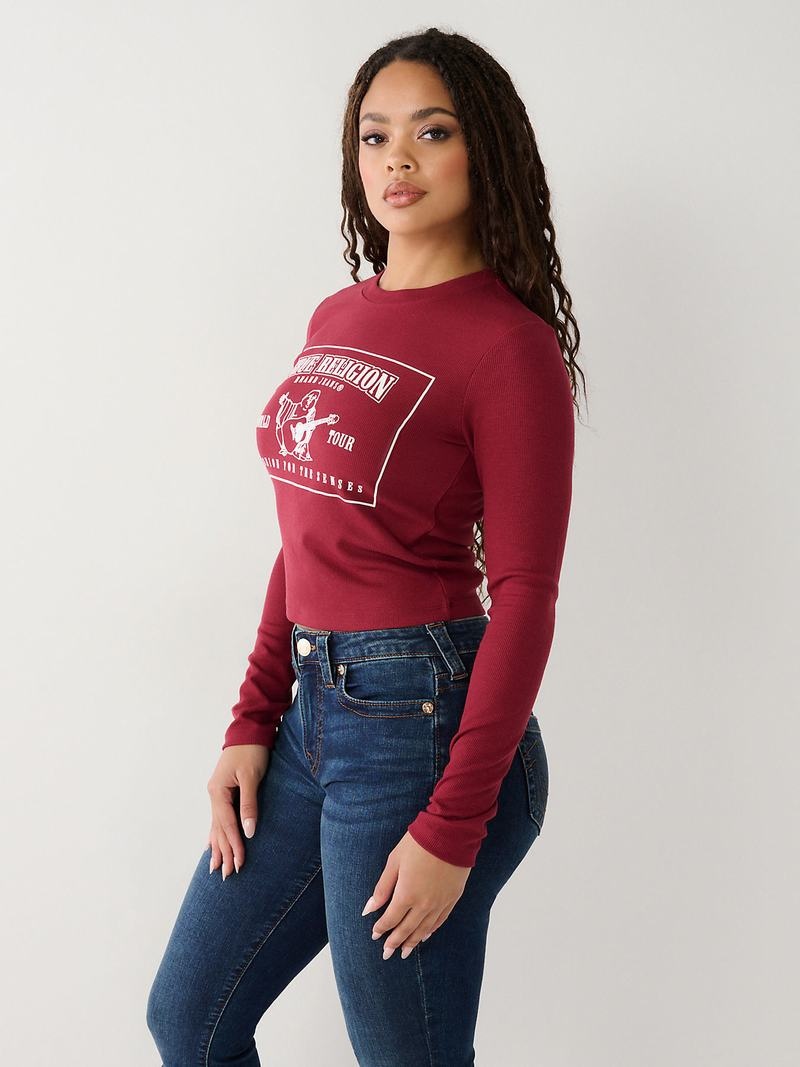 True Religion Long Sleeve Logo Baby T-Shirts Damen Fuchsie | 81305BVQP