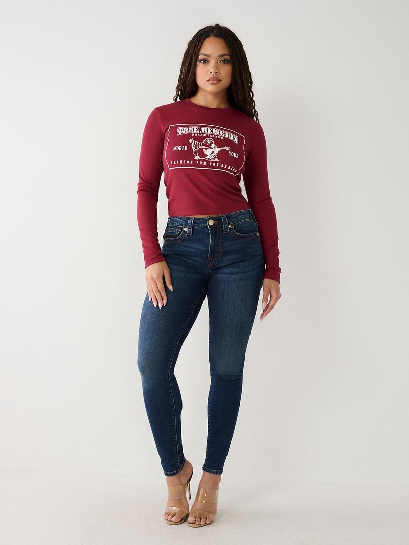 True Religion Long Sleeve Logo Baby T-Shirts Damen Fuchsie | 81305BVQP