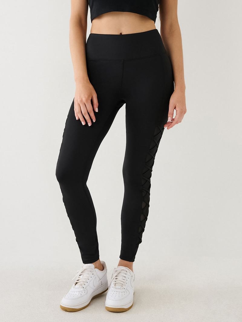 True Religion Mesh Spitze Up High Rise Leggings Damen Schwarz | 04291QXUJ