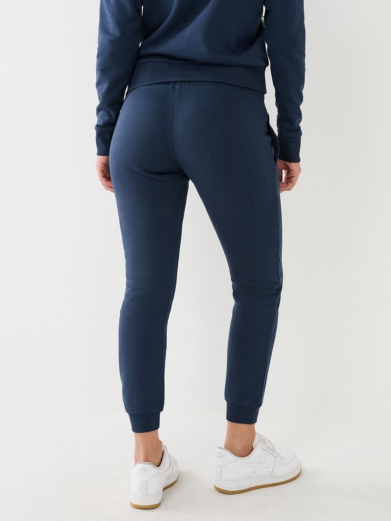 True Religion Metallic Buddha Logo Fleece Jogginghose Damen Navy Blau | 97465QRHJ