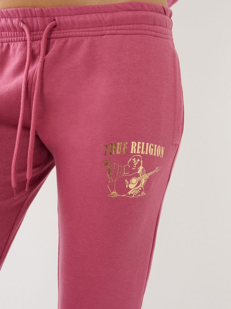 True Religion Metallic Buddha Logo Fleece Jogginghose Damen Lila | 35207RXIW