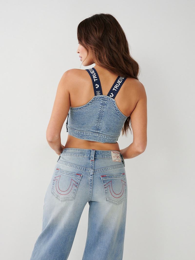 True Religion Overall Denim Oberteile Damen Blau | 69753DYTV