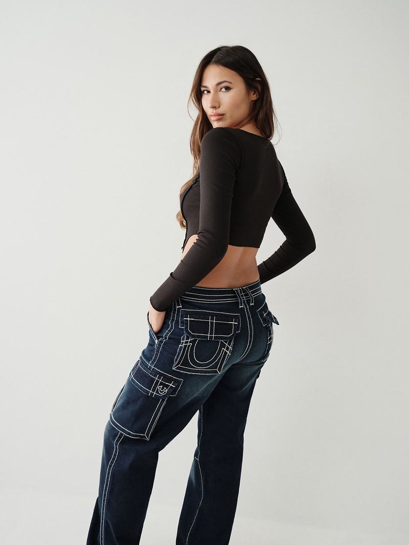 True Religion Paneled Crop Oberteile Damen Schwarz | 05831WKCA