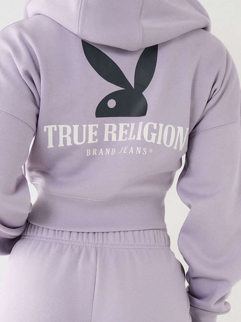 True Religion Playboy X True Religion Full Zip Fleece Hoodie Damen Lavendel | 07425TARB