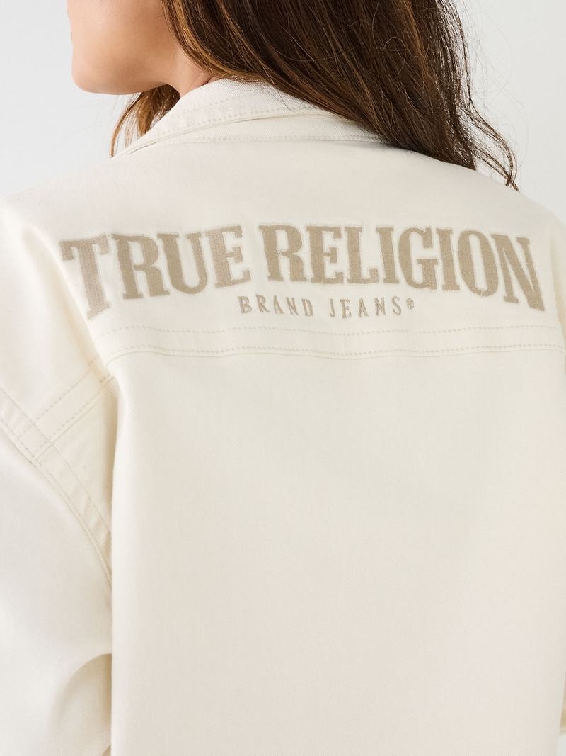 True Religion Playboy X True Religion Oversized Jimmy Jacke Damen Weiß | 84965IUSX