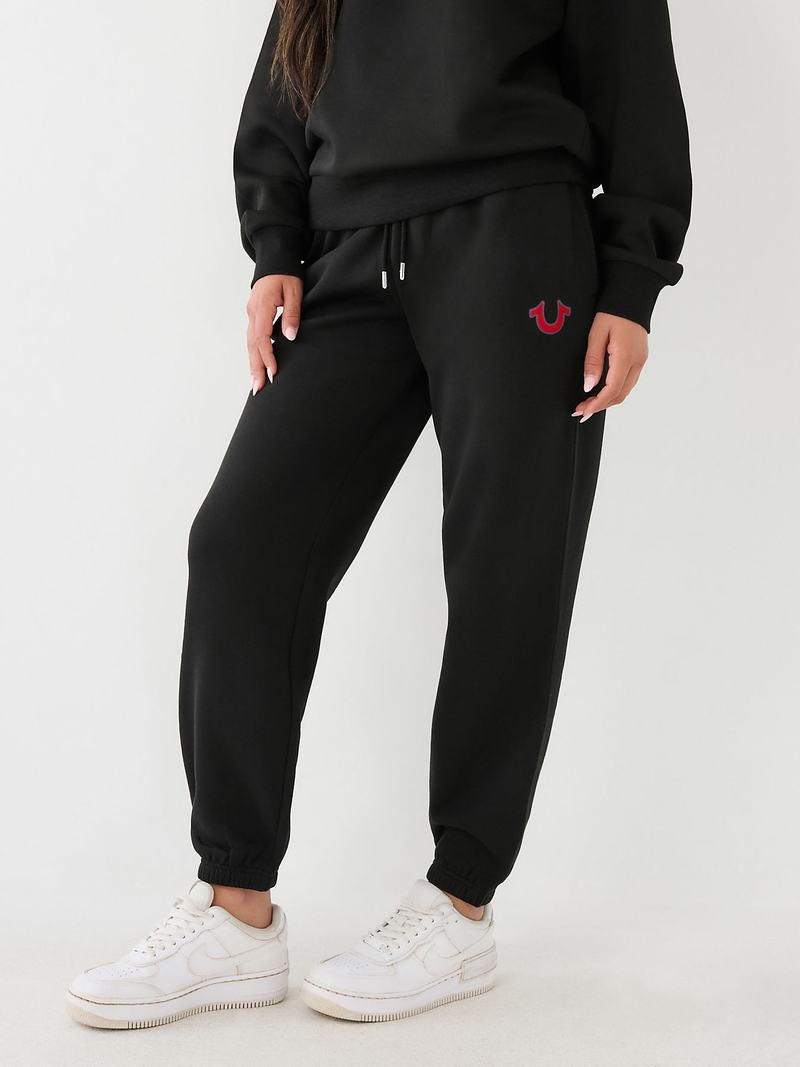 True Religion Relaxed Logo Jogginghose Damen Schwarz | 85769LEHC