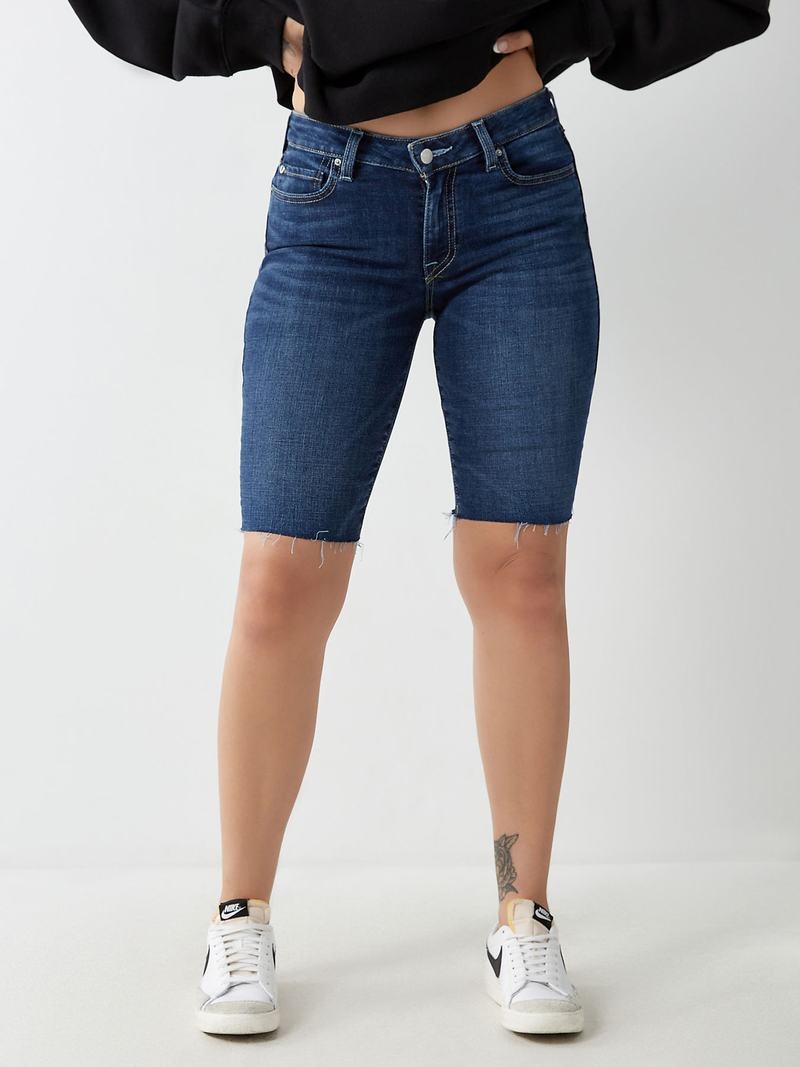 True Religion Riley Knee Kurze Hose Damen Dunkelblau | 85760ZOHE