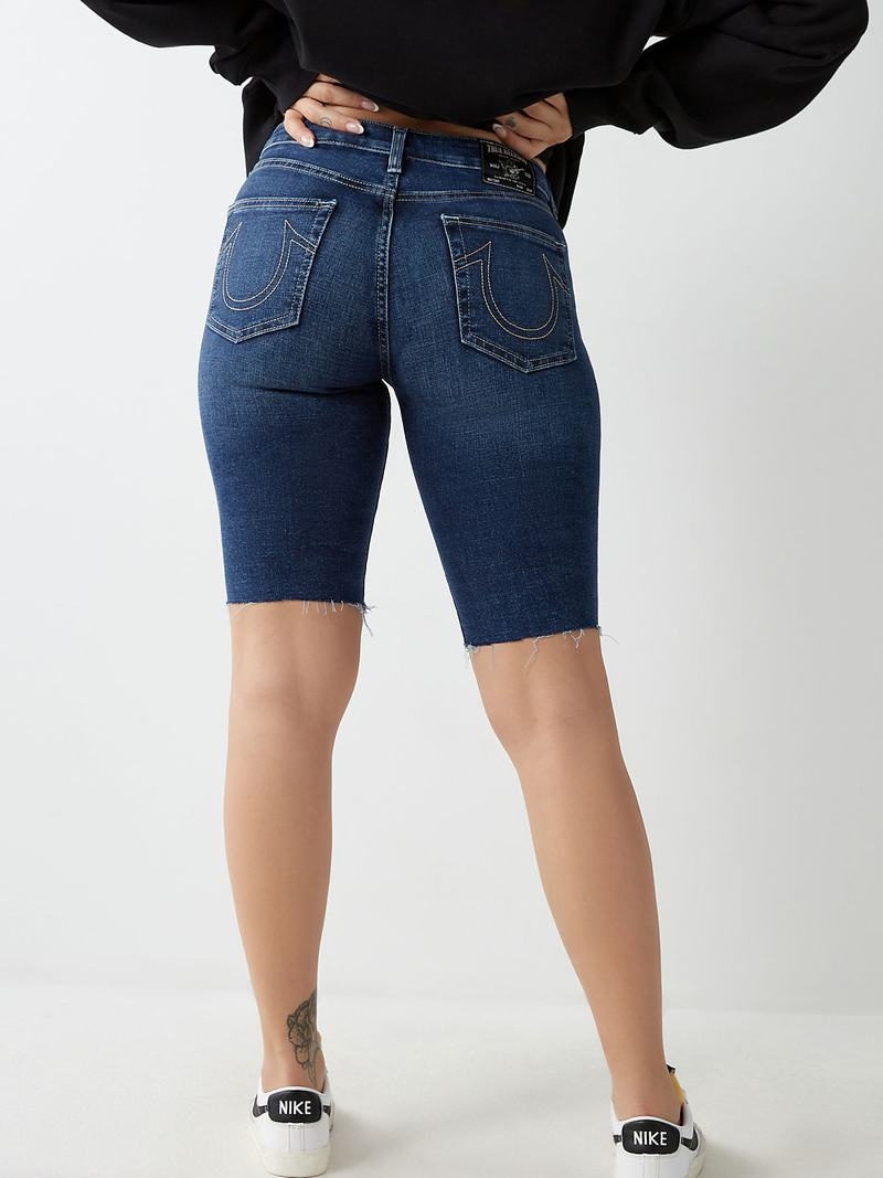 True Religion Riley Knee Kurze Hose Damen Dunkelblau | 85760ZOHE