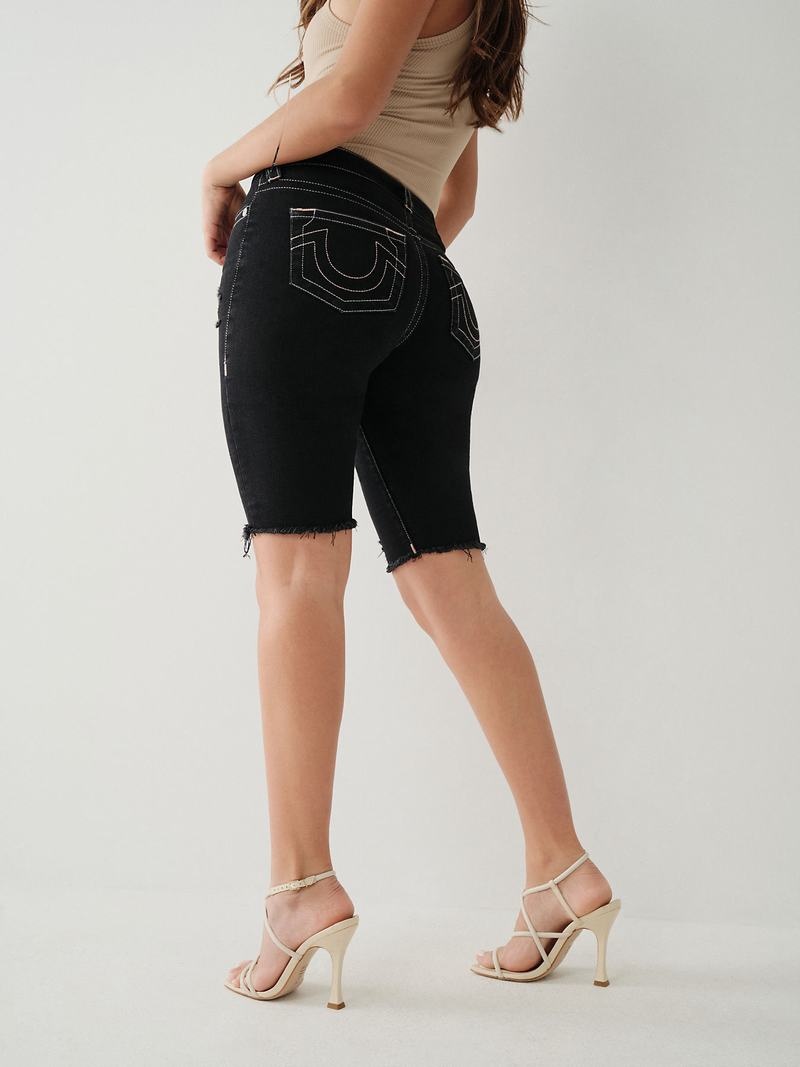 True Religion Riley Knee Kurze Hose Damen Schwarz | 62531NZCD