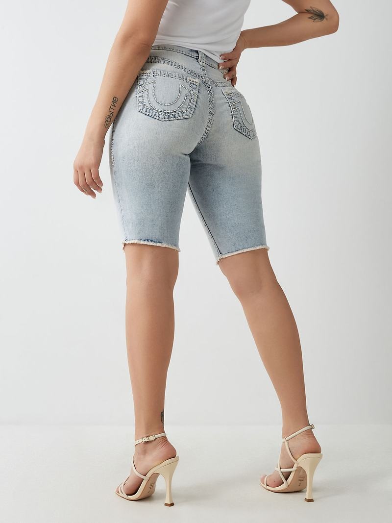 True Religion Riley Super T Stitch Knee Kurze Hose Damen Hellwaschen | 68205BDAL