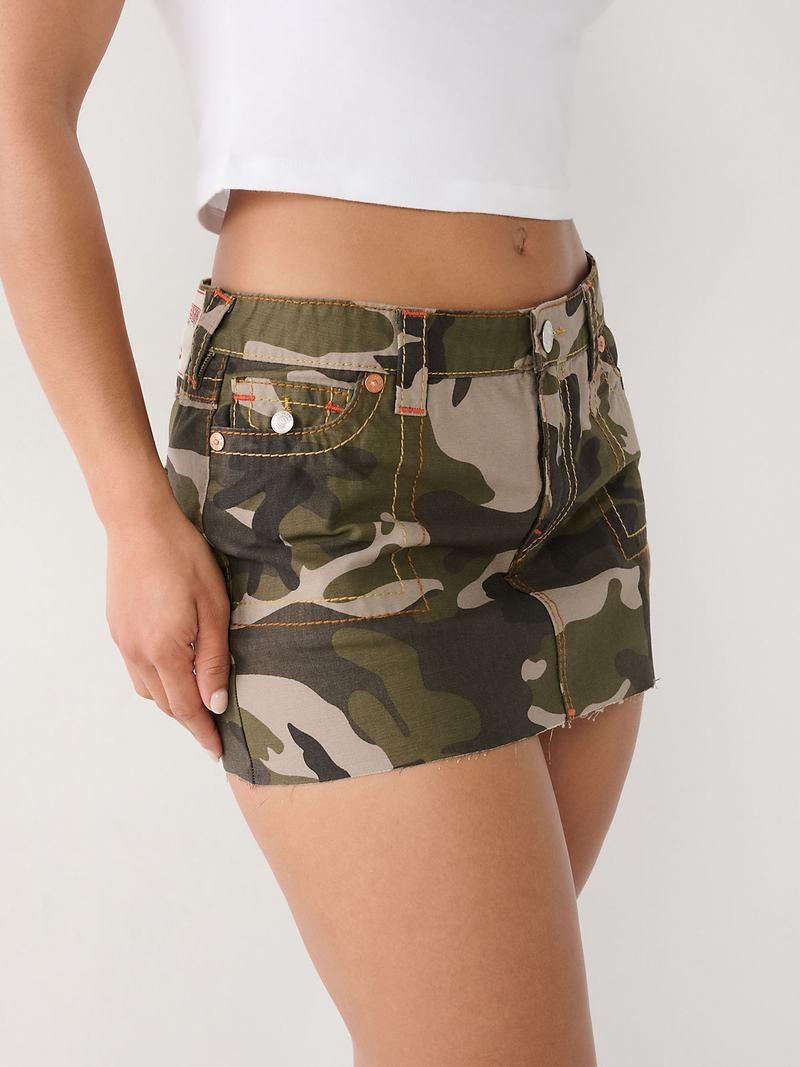 True Religion Sadie Big T Camo Mini Rock Damen Camouflage | 53946WHLF