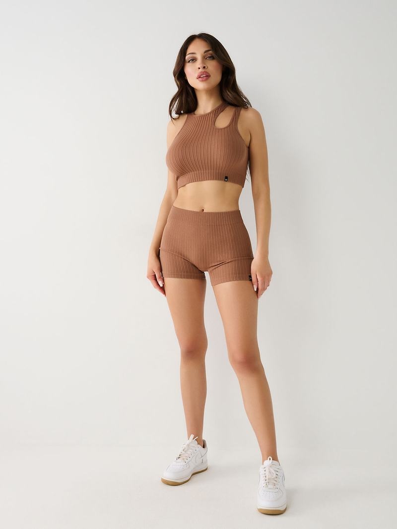 True Religion Seamless Cut Out Oberteile Damen Beige | 14529JFOS