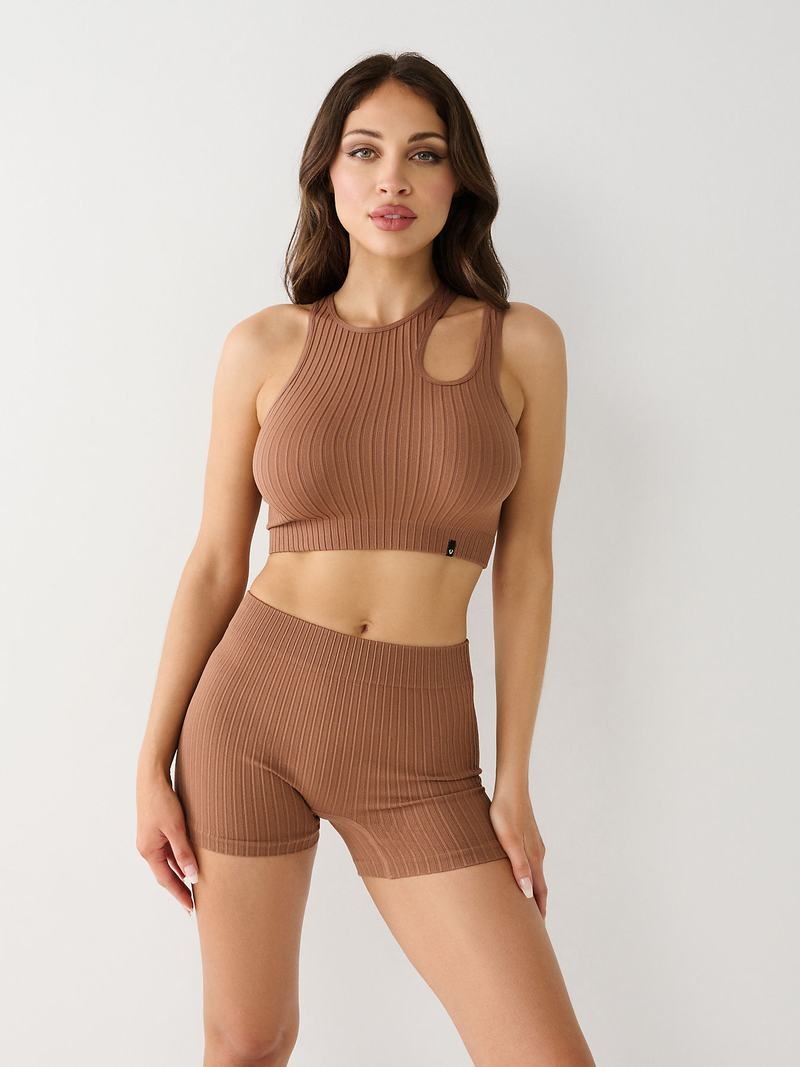 True Religion Seamless Cut Out Oberteile Damen Beige | 14529JFOS