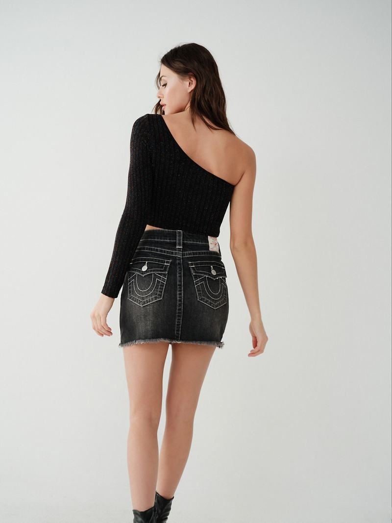 True Religion Seamless One Shoulder Oberteile Damen Schwarz | 72148SWZM