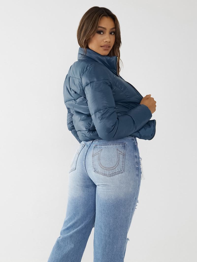 True Religion Slim Puffer Jacke Damen Pfauenblau | 84123AVCR