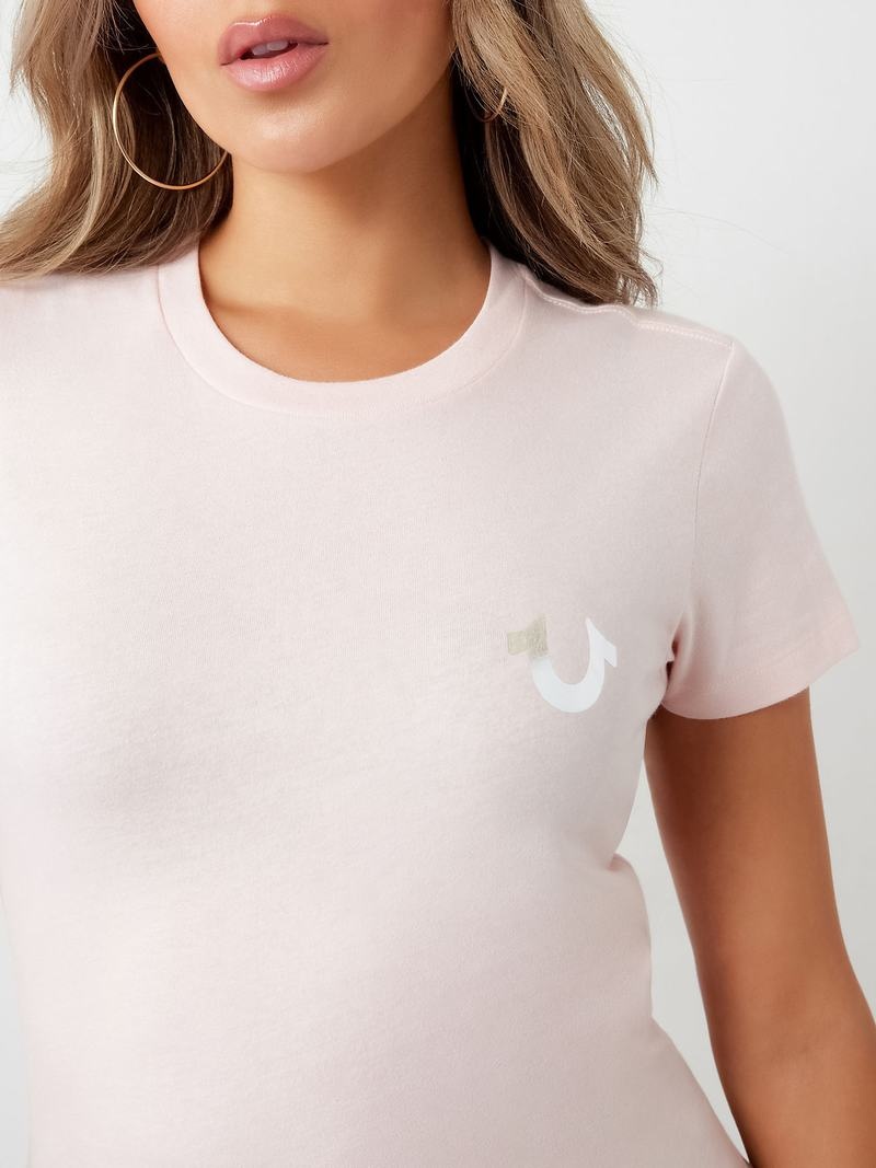 True Religion Stud Location Graphic T-Shirts Damen Rosa | 62184YUNL