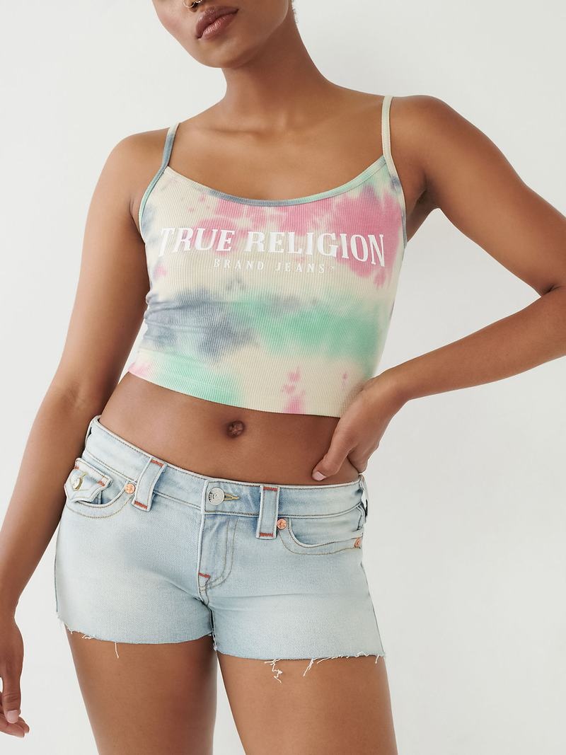 True Religion Tie Dye Logo Tanktop Damen Blumen | 35817PEJR