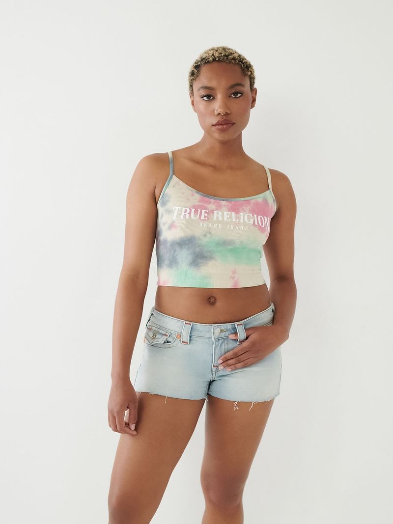 True Religion Tie Dye Logo Tanktop Damen Blumen | 35817PEJR