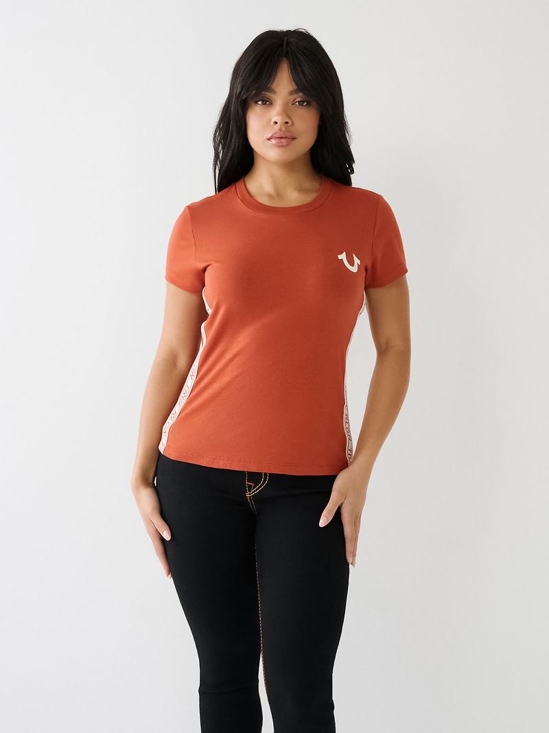 True Religion Tr Logo Trim Slim T-Shirts Damen Orange | 86103BFVR