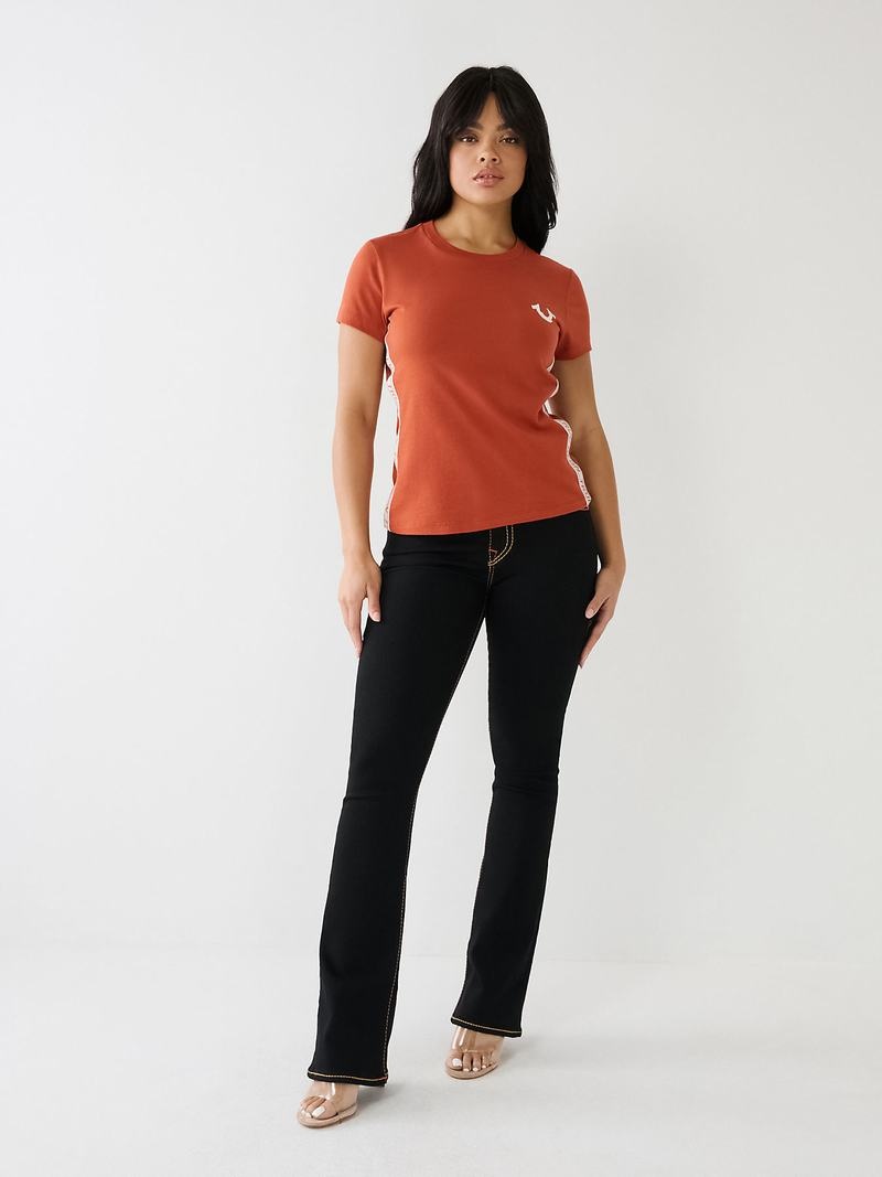 True Religion Tr Logo Trim Slim T-Shirts Damen Orange | 86103BFVR