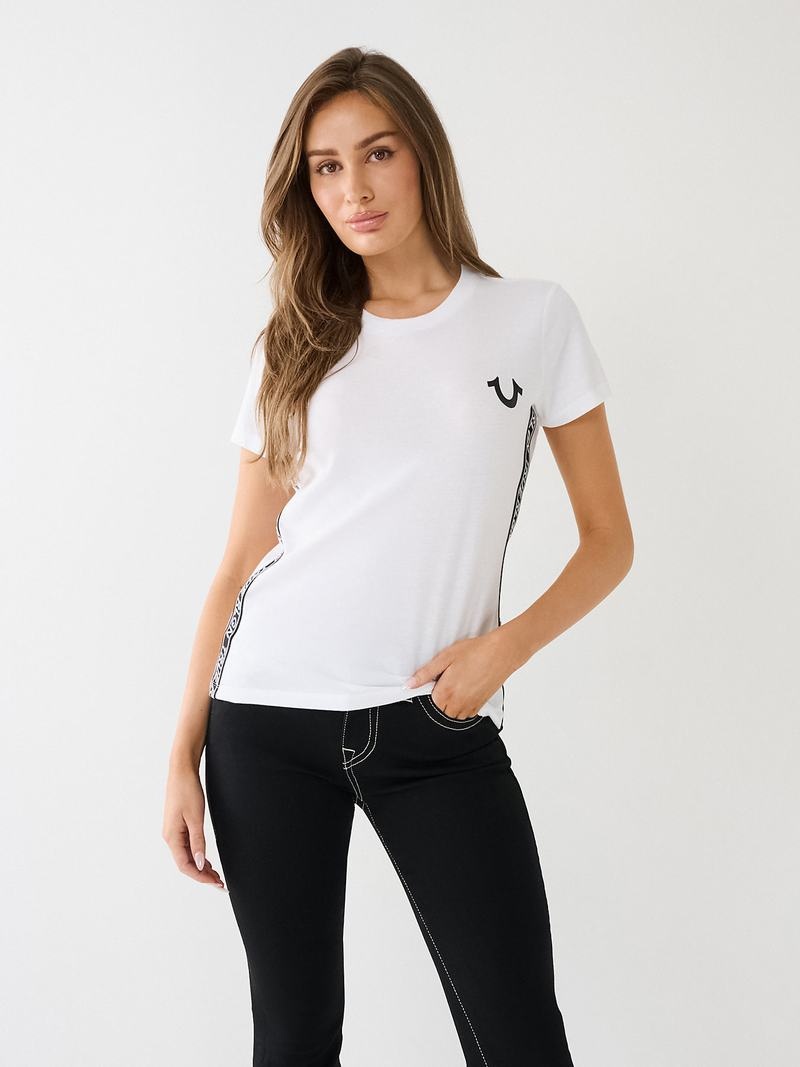 True Religion Tr Logo Trim Slim T-Shirts Damen Weiß | 80249RTGF